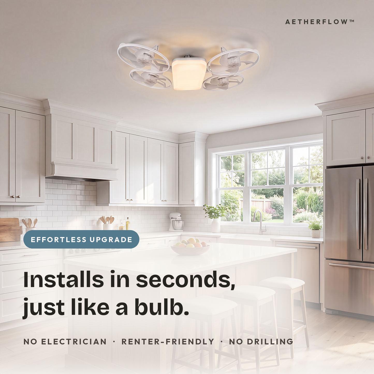 Il AetherFlow™ – Ventilatore da soffitto con luce LED 2-in-1